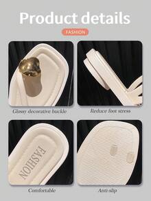 Sandalias planas para mujer, sandalias romanas, sandalias de punta cuadrada, correa cruzada, sandalias de playa de verano, pantuflas de mujer, sandalias blancas, sandalias de tacón abierto, zapatos de verano, sandalias retro, cómodas y suaves, zapatos de vacaciones, zapatos de playa, zapatos de verano de moda para mujer, hebilla de metal, pantuflas, sandalias, zapatos de resort de playa, zapatos de viaje, sandalias planas para mujer, nuevos zapatos de mujer, zapatos elegantes de mujer, sandalias de verano para damas - Blanco - Ver 4