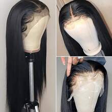 200% Density 13x6 Large Area Transparent Lace Frontal Weaves Human Blended Hair Wigs Natural Black Straight Brazilian Virgin Hair Wig Can Be Free Styling Pre-Plucked Baby Hair & Pre-Bleached Suitable To Wear Valentine's Day - Natural & Black - View 9