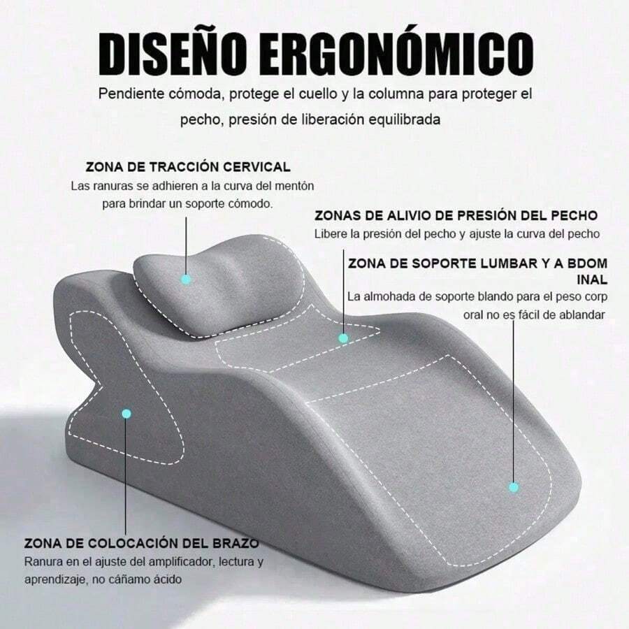 Almohada Grande Cuña Cojín Ortopédica Antireflujo Ajustable - Negro - Ver 1