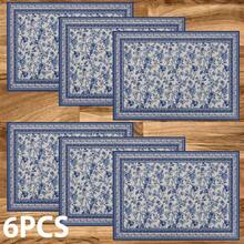 1/4/6 Pcs Chinese Blue And White Porcelain Style Placemats, Linen Dining Table Mats With Traditional Lantern Pattern, Washable Printed Tablemats, Surface Protection Pads, Ideal Decor For Holiday Kitchen And Family Gatherings - Multicolor - View 14