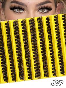 200 racimos de pestañas segmentadas para estilos DIY, 10 filas de pestañas individuales rizada coqueta, densidad ajustable - D - Ver 1