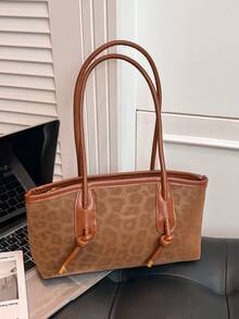 复古小众豹纹女式手提包，新款通勤单肩腋下包，个性化INS风时尚托特包 - 彩色 - 查看 12