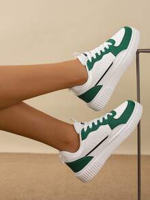 Unisex Casual Sports Sneakers, Non-Slip Student Skateboard Shoes, Versatile Fashion Sneakers For All Seasons, Size 36-45 - Green - View 7