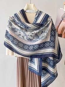 1pc Floral Print Elegant Scarf Shawl For Women - Multicolor - View 2