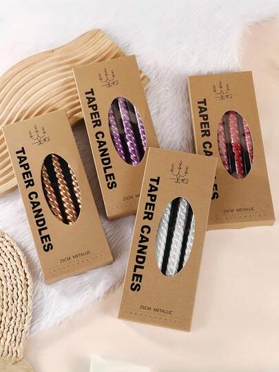 4支/套 法式螺旋蜡烛，锥形长蜡烛，适用于餐厅、酒店、客厅、卧室。浪漫晚餐套装及婚礼装饰，派对及家居装饰烛台，无烟无味烛光晚餐烛台，餐厅装饰，摆件（6种颜色可选），生日及毕业礼物。