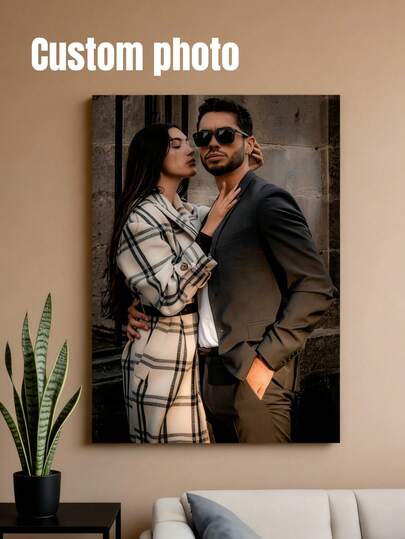 1pc Customized Photo Canvas Print - Full Wrapped Edges, Easy To Hang | Suitable For Couple Photos, Family Portraits And Wedding Memories | Elegant Decor To Enhance Living Room (Cozy Family Ambiance), Bedroom (Romantic Corner) And Office (Warm Atmosphere) | Thoughtful Gift
