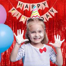 1/2 件闪亮红色金属丝流苏帘，派对装饰流苏帘，箔片流苏帘，婚礼派对装饰，新娘送礼会礼物，生日派对背景，性别揭晓派对用品，节日庆典，家居装饰，悬挂装饰，摄影背景，周年纪念，节日派对装饰 - 鮮紅色 - 查看 4