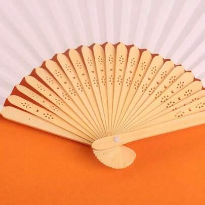 Conjunto com 10 leques dobráveis de papel oleado para festas de casamento.