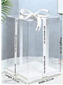 High-Grade INS-Style Transparent Cake Box Set | Thick White Card Base Baking Gift Boxes | Multi-Size Decorative Boxes For Birthday, Festival Gifts & Flower Packaging - White - View 10