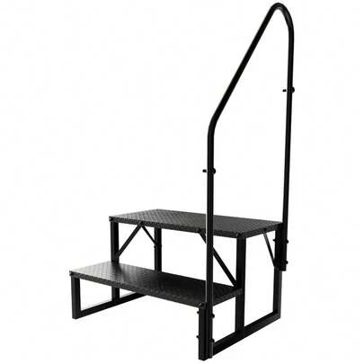 RV Steps with Handrail 2 Steps Ladder Hot Tub Steps with Handrail Portable Mobile Home Stairs Outdoor RV Stairs for 5th Wheel RVs