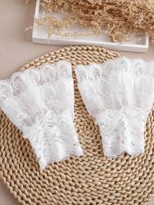 1 Pair Women's Fashion Versatile Fabric Flared Faux Cuff Lace Splice Wedding Socks - Multicolor - View 8