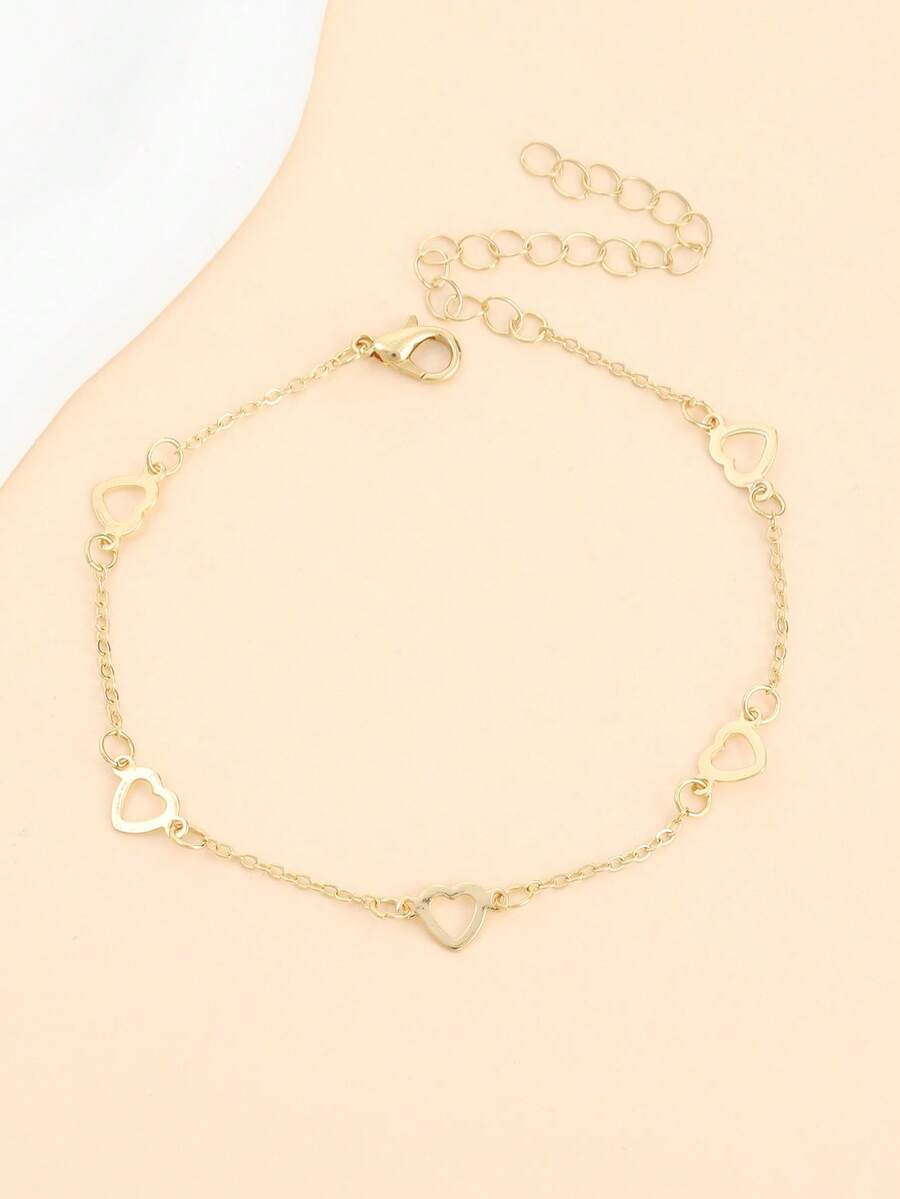 1条时尚可爱简约心形脚链，适合日常佩戴和海滩派对 - 金色 - 查看 1