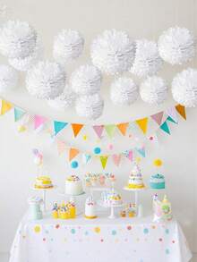 1/10/20pcs White Paper Flower Balls, Wedding Party Decoration Hanging Flower Balls, Bride, Birthday Party Backdrop Decoration Flower Balls, Hanging Flower Balls Paper Fan Lanterns, Suitable For Holidays, Anniversaries, Weddings, Valentine's Day Decorations - Multicolor - View 9