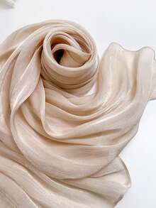 1件深色图案亮褶斗篷纯色披肩头巾头巾，柔软丝滑轻盈面料，女士多功能用途，适合所有季节，可作为晚礼服、派对、旅行、办公或婚礼的配饰，是完美的礼物之选。 - 彩色 - 查看 9