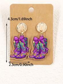 一对嘉年华游行主题炫彩耳环，靴子造型，时尚百搭，适合日常佩戴，男女皆宜 - 彩色 - 查看 3