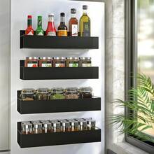 2PCS4pcs Magnetic Spice Racks For Refrigerators - Large Capacity, Space-Saving, No-Drill Installation, Durable Kitchen Organizer Shelves, Black - màu đen - Xem 1