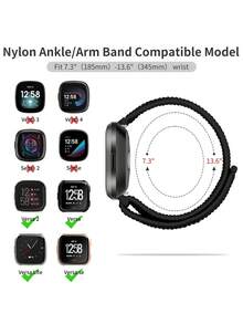 Comfortable Elastic Nylon Woven Sports Ankle/Arm Band: Suitable For Fitbit Versa 2/Versa 1/Versa Lite/Versa SE, Unisex Durable Replacement Strap - For Versa2 - View 9