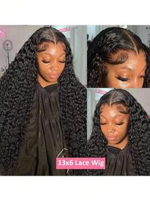 bling hair Deep Wave 13x6 Lace Front Wig, 100% Human Hair, Large Parting Area, HD Transparent Lace, Pre-Plucked Design - Natural Colors & Black Tones - View 8