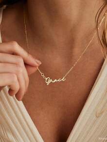 1pc Customizable Simple And Fashionable Name Necklace, Stainless Steel Jewelry, Gold Necklace And Silver Necklace, Elegant Name Necklace, Name Necklace, Customized Necklace, Charm Necklace, Women's Jewelry, Men's/Women's Necklace, Year-Round Gift For Friends And Family, Personalized Gift, Women's Exquisite Necklace, Customizable Name Necklace, Birthday Gift, Anniversary Gift, Christmas Gift, Etc. - Multicolor 4 - View 8