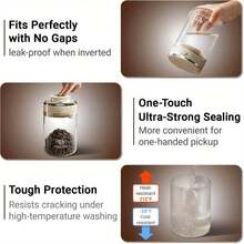 1pc Vacuum Coffee Bean Storage Canister, Providing 3 Capacity Options To Meet Different Storage Needs. One-Touch Degassing Vacuum Seal Keeps Beans Fresh & Prevents Moisture. Flip-Top Lid For Easy Open & Close. Frost & Low Temp Resistant + Detachable For Easy Cleaning. - Multicolor - View 9