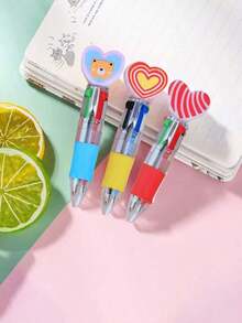 6pcs/12pcs/Valentine's Day Gift Heart-Shaped Ballpoint Pen, Cartoon Love Heart Ballpoint Pen, Multi-Color Push-Button Ballpoint Pen, Valentine's Day Gift, Anniversary Gift, Party Favor, Gift Filler - Nhiều màu - Xem 6
