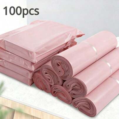 100pcs Plain Color Packaging Bags, Simple Multipurpose Pouches, Suitable For School, Office, Shipping And Mailing
