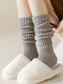 1/2/3 Pairs Women's Solid Color Rib Knit Leg Warmers, Decorative Knitted Leg Warmers, Minimalist Vintage Style, High Elasticity, Comfortable And Warm, Can Be Paired With Boots, Suitable For Autumn/Winter Daily Wear - Multicolor - View 7