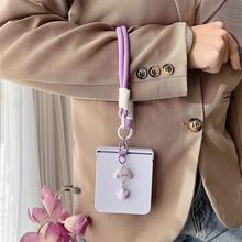 Luxury Purple Smooth Phone Case With Cloud Protable Strap Compatible With Samsung Galaxy ZFlip7 Z Flip6 ZFlip 5 Zflip6 Zflip5 Shockproof Back Cover, Phone Case Compatible With Motorola - Màu tím hoa cà - Xem 2