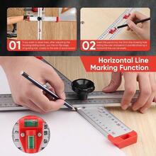 4-In-1 Drilling Positioning T Square Ruler, Woodworking Scribe Drawing Tool, Aluminium Alloy Multifunctional Measuring Tool, Cabinet Hardware Jig - 65cm - View 8