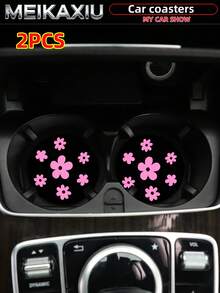 MEIKAXIU 2pcs 3D Floral Fabric Cup Mats, Car Cup Holders Coasters, Car Decor Accessories, For Women - Bubble Flowers - View 11