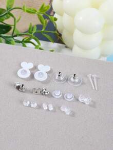 200/600个耳钉背扣，10种款式透明塑料耳钉金属橡胶硅胶耳钉背扣子弹头耳堵替换套装，适用于鱼钩耳钉、耳环 - Earring Backs - 查看 3