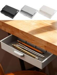 1 PC Under Desk Drawer Storage Under Desk Organizer Hidden Self-Adhesive Desks Drawers Slide-Out Stick On Desks Drawer Under Mount Drawers For Office/Classroom/Home - 白色 - 查看 1