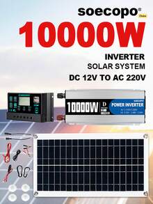 Bộ kit hệ thống năng lượng mặt trời hoàn chỉnh 10000W, chuyển đổi từ 12V sang 110V/220V, bộ điều khiển 100A, tấm pin 300W, hệ thống biến tần độc lập cho gia đình/cắm trại. - SEP-12K-D10000 - Xem 3