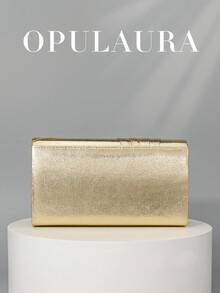 OpulAura 奢华晚宴手拿包，正式场合包 - 奢华、优雅、精致的PU荷叶边女士方形手提包，专为女士设计，适合女性、派对女孩、新娘，是聚会、婚礼、舞会、盛大宴会等场合的完美之选。也是送给女性的理想礼物——母亲、老师、朋友、伴娘等。 - 金色 - 查看 7