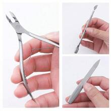 3pcs Stainless Steel Nail Cutter Clipper Cuticle Nipper Set With Dead Skin Pusher Nail Remover Tools,Nail Supplies,Nail Tools,Nail Art Tools,Back To School,Nails,Nail Tools For Press On Nails - Bạc 3 - Xem 7