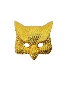 1pc Halloween Half-Face Mask, Specially Designed For Masquerade Balls, Carnival Parties, Electroplated Gold Animal Masks, Game Props - Multicolor - View 12