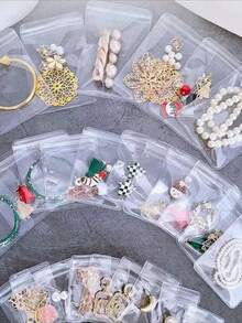 20/5个装 PVC 透明可重复密封首饰袋，透明拉链首饰袋，抗氧化首饰袋，首饰收纳袋，独立首饰收纳袋，防尘透明首饰收纳袋，首饰盒，收纳袋，化妆刷收纳盒，化妆刷架，香水收纳袋，收纳包，女士礼物，圣诞礼物，女士礼物创意 - 彩色 - 查看 9