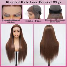 200% Density 5*5 13*4 Straight Lace Front Wigs #4 Chocolate Brown Color - Wear And Go Pre-Plucked Pre Bleached Brazilian Virgin No Skills Needed Lace Frontal Wigs Glueless With Realistic Hairline - Pre Cutting Pre Pulling Pre Ironing HD Transparent Real Hair Straight Middle Part Wigs Frontal Glueless Weaves Wigs For Women - Blended Frontal Human Hair Wigs Glueless Weaves Wigs For Women Daily Use Easy-To-Wear - Brown - View 4