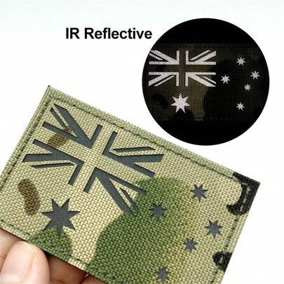 Australian Flag Camo Patch - IR Reflective Tactical Badge With Hook & Loop Fastener For Vests, Hats, Backpacks & Jackets