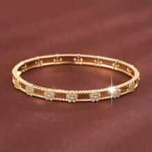 1pc Elegant Plum Blossom Shaped Artificial Zirconia Inlaid Women Fashion Bracelet, Casual Gift Design - Multicolor - View 9