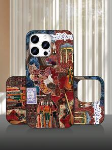 Map Persian Carpet Pattern Collage Art Phone Case, 2D Printed Phone Case With Popular Classic High-End Middle Eastern Tie Style, Suitable As Birthday, Holiday Gift For Friends, Family, Couples, Oneself, Black Matte Soft Protective Case Compatible With IPhone 17/16/15/14/13/12/11/Pro/ProMax/X/XR/XS/XSMAX/7/8/PLUS/Air/Se2/3 - Black - View 5