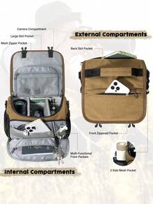 NEWHEY 适用于单反/微单相机的专业相机包，适用于佳能和尼康的小型相机包，带可定制隔层、三脚架固定器和防雨罩，摄影师旅行相机包 - 棕色 - 查看 4