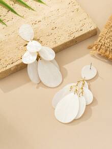 一对经典复古水滴形白色亚克力吊坠几何长款耳环，适合日常、派对、约会、海滩、正式场合佩戴，优雅精致的中东女性耳环 - 水滴 - 查看 5