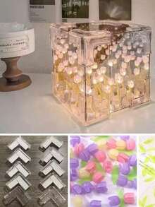 DIY Lámpara de Tulipanes en Cubo,10*10*10CM,Lampara de Tulipanes Infinitos Con Espejo,Lampara de Flores,Romántico Decorativo Flower Hecha a Mano Night Luz Para Regalo de Dormitorio, - Multicolor - Ver 3