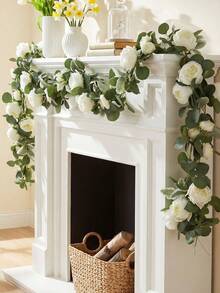 1 dây hoa mẫu đơn nhân tạo dài 180cm, màu trắng, chất liệu nhựa, thích hợp trang trí đám cưới, treo cầu thang, trang trí nhà cửa, để bàn, khung cửa, quà tặng ngày Valentine, quà tặng ngày của Mẹ. - trắng - Xem 4