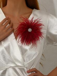 1 chiếc ghim cài áo hình lông vũ pha lê giả phong cách Bohemian cổ điển, ghim cài/kẹp tóc hình lông vũ độc đáo, cá tính, thanh lịch, đa năng, phù hợp cho phụ nữ sử dụng hàng ngày, dự tiệc, liên hoan và mọi dịp. - Angora đỏ - Xem 2