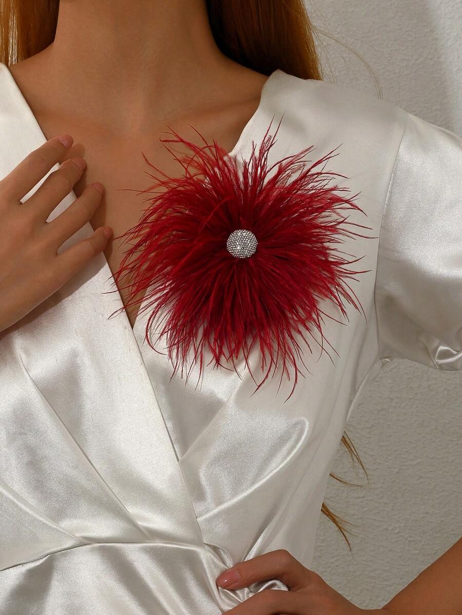 1 chiếc ghim cài áo hình lông vũ pha lê giả phong cách Bohemian cổ điển, ghim cài/kẹp tóc hình lông vũ độc đáo, cá tính, thanh lịch, đa năng, phù hợp cho phụ nữ sử dụng hàng ngày, dự tiệc, liên hoan và mọi dịp.