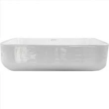 Lavabo de Cerámica Rectangular Color Blanco de Sobrecubierta sin Rebosadero. - Blanco - Ver 6