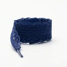 1 Pair Lace Shoelaces, Ballerina Style Cute Accessory, White Silk Lace Trim Shoelaces - Cz-lace Lace-navy - View 9