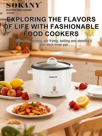 SOKANY 07058 1.8L 迷你电饭煲，一键烹饪，适合学校宿舍使用（炖、煮、蒸、炒、煎）
